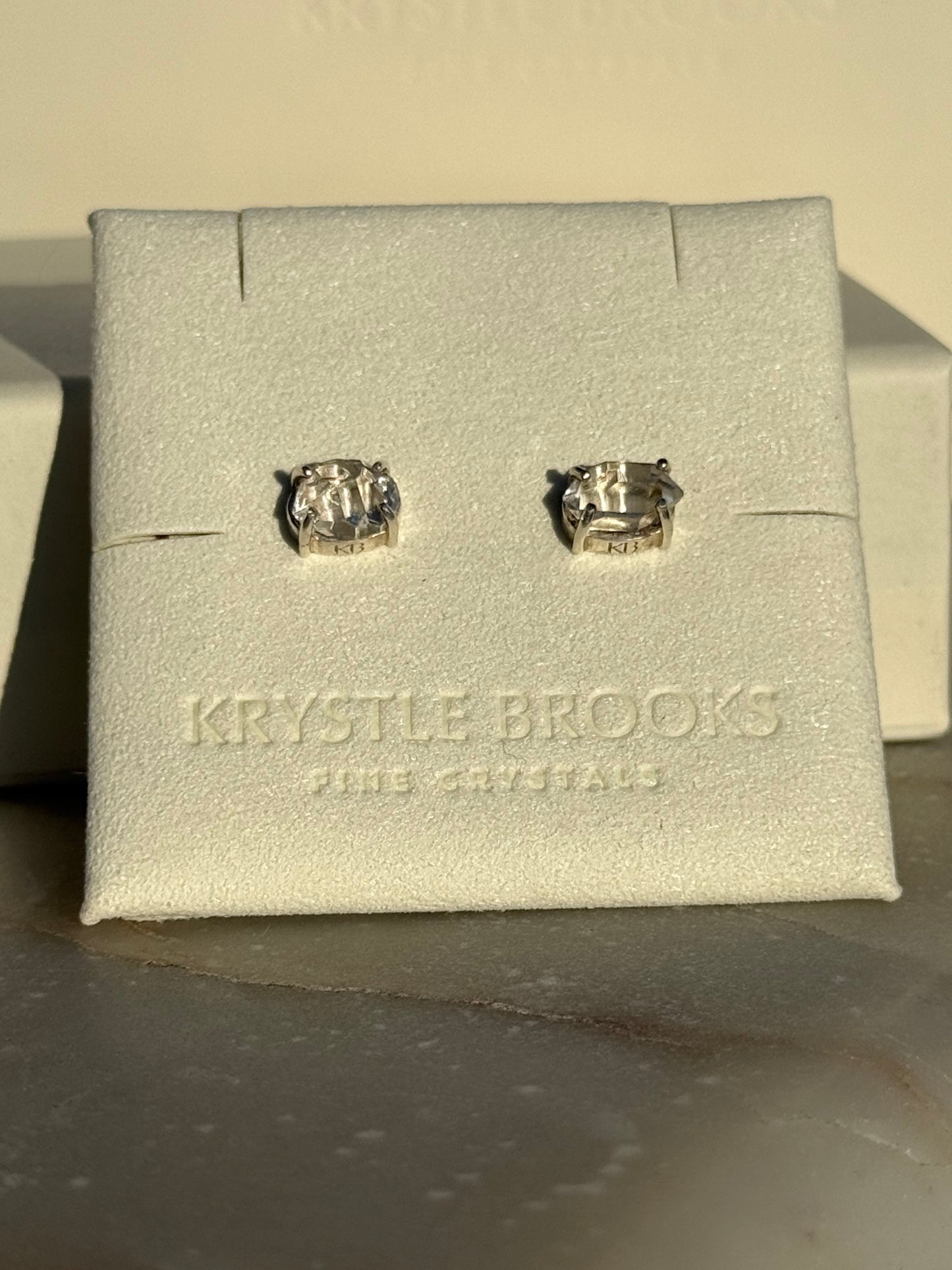 Large Herkimer Diamond Studs in Sterling Silver