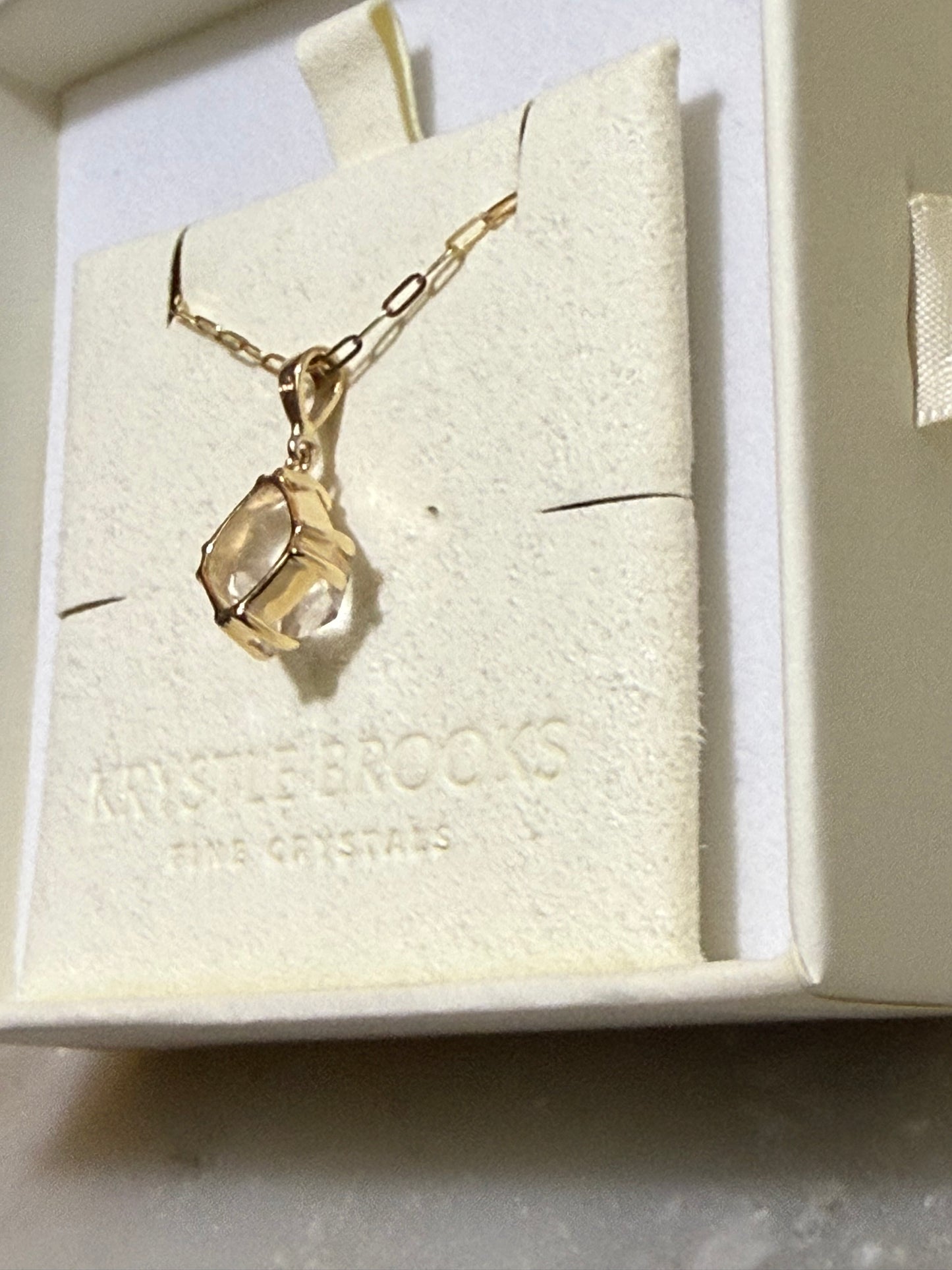 14kt Gold Herkimer Diamond Tabby Pendant Necklace