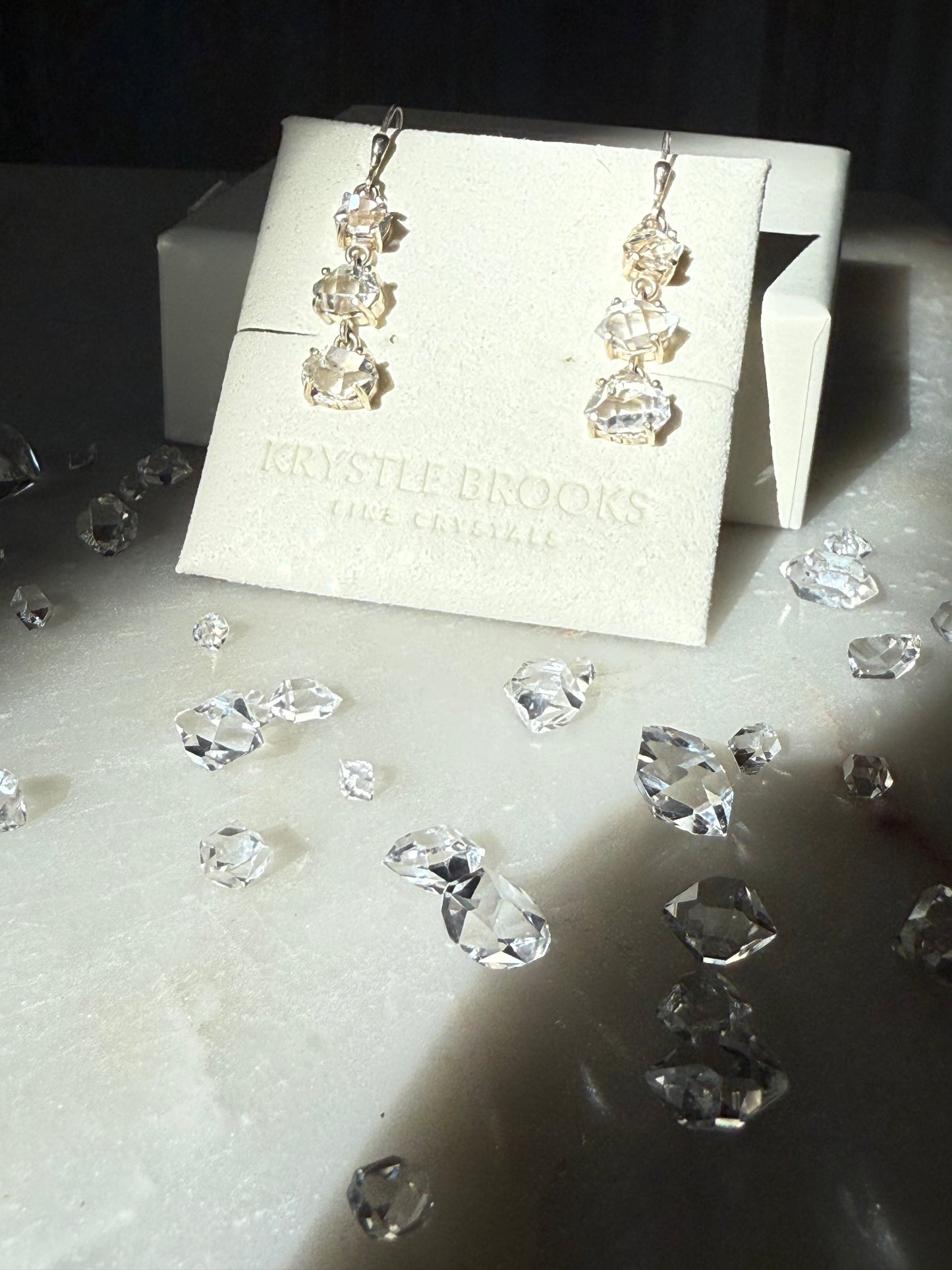 Herkimer Diamond 3-Tier Chandelier Leverback Earrings