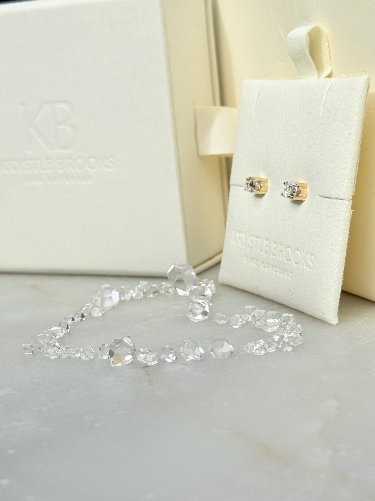 14kt Gold Herkimer Medium Diamond Studs