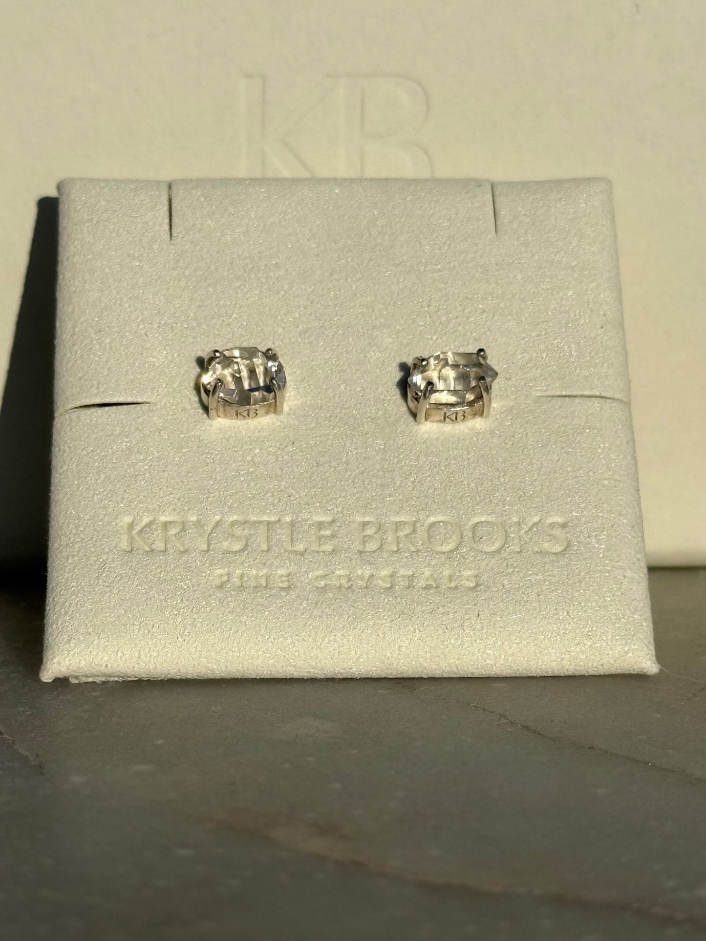 Large Herkimer Diamond Studs in Sterling Silver
