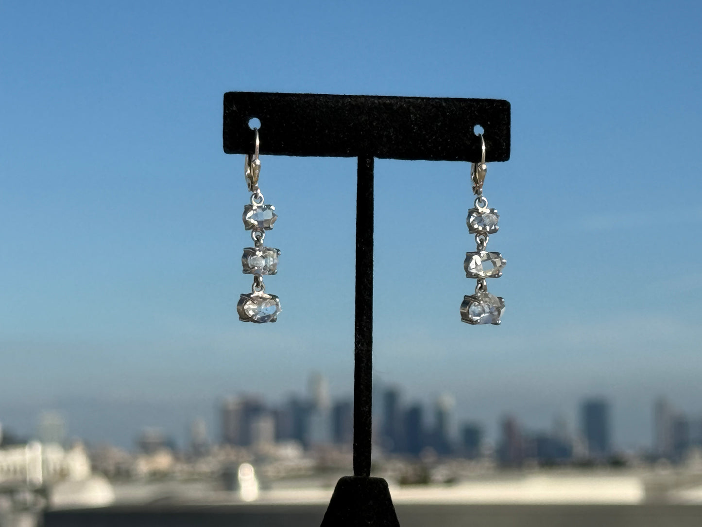 Herkimer Diamond 3-Tier Chandelier Leverback Earrings