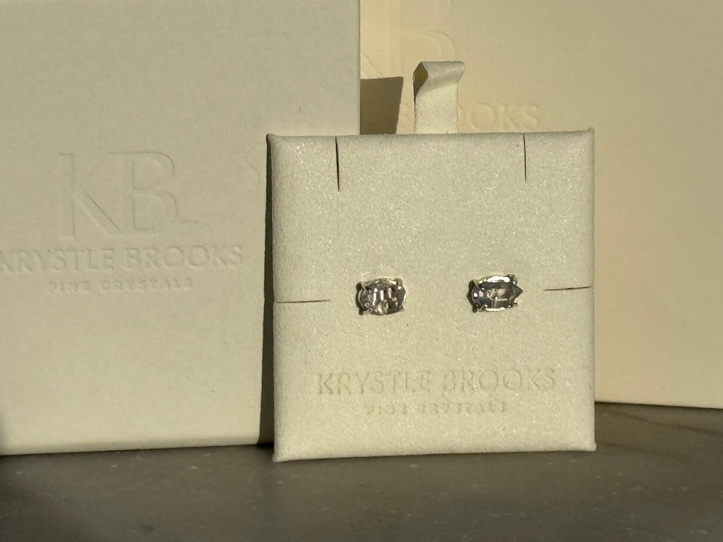Large Herkimer Diamond Studs in Sterling Silver