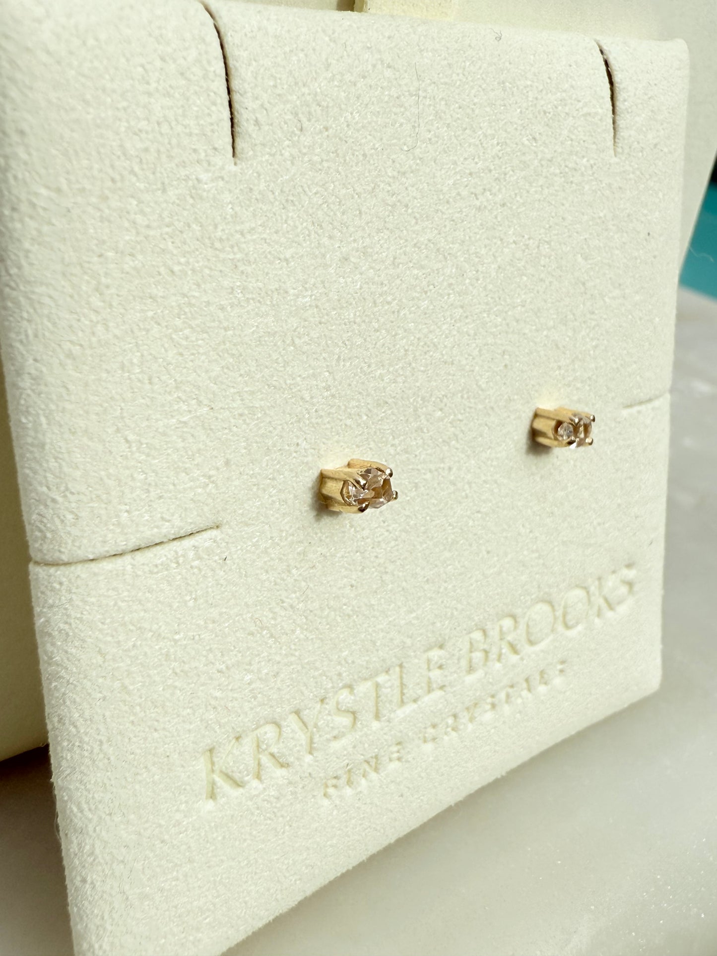 14kt Gold Tiny Herkimer Diamond Studs