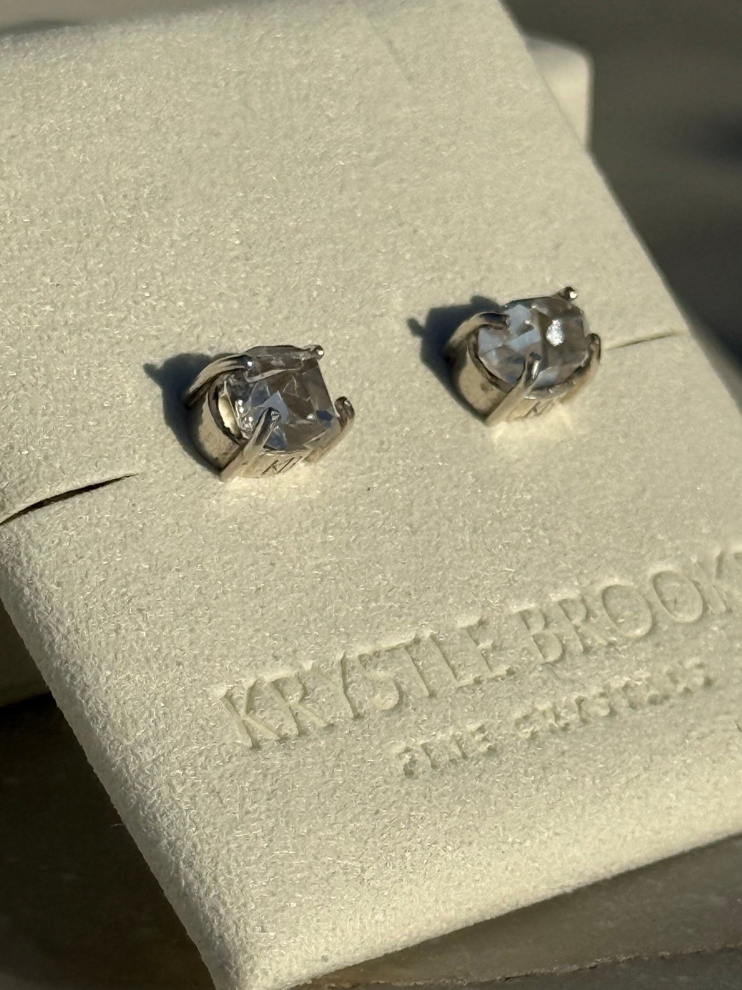 Large Herkimer Diamond Studs in Sterling Silver