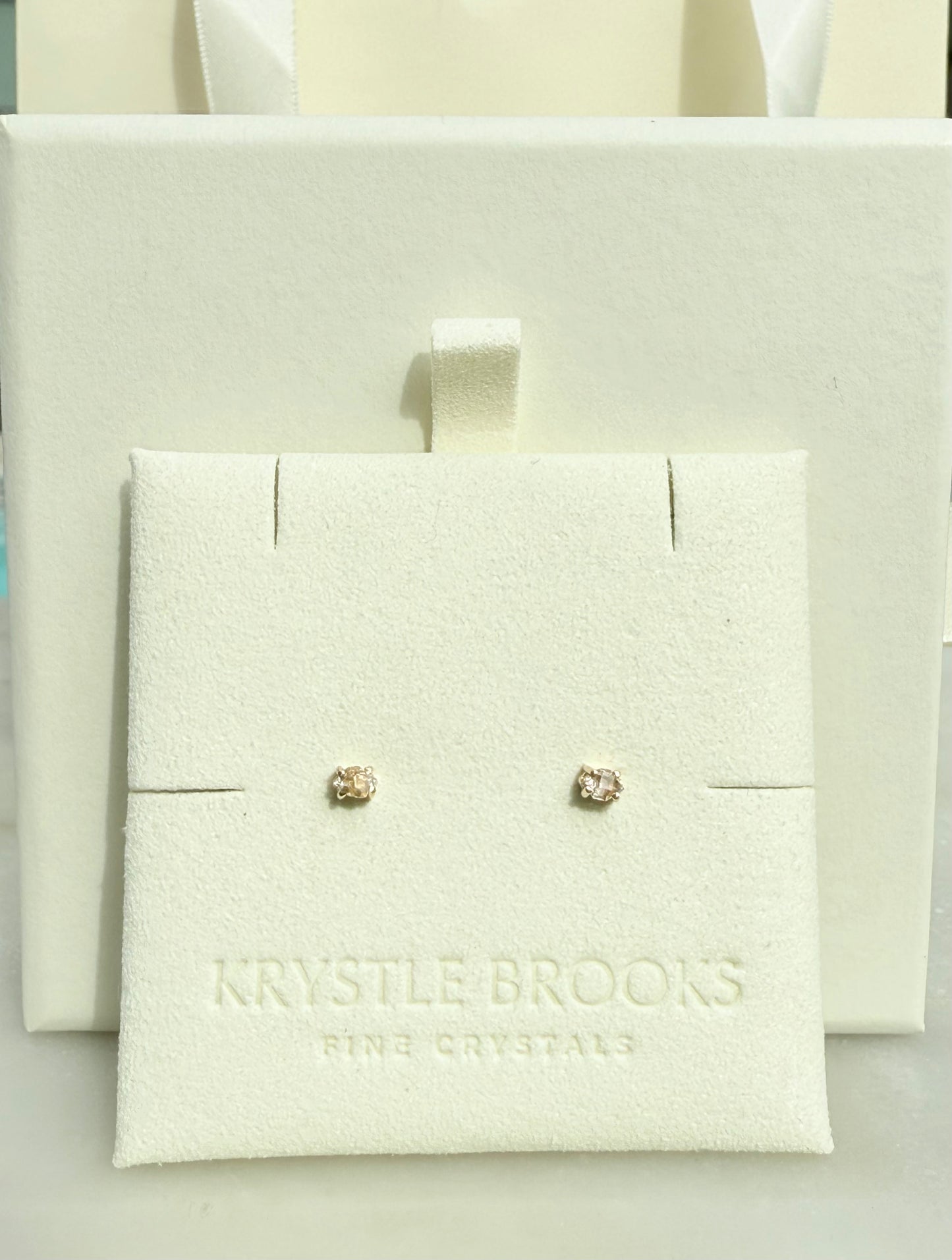 14kt Gold Tiny Herkimer Diamond Studs