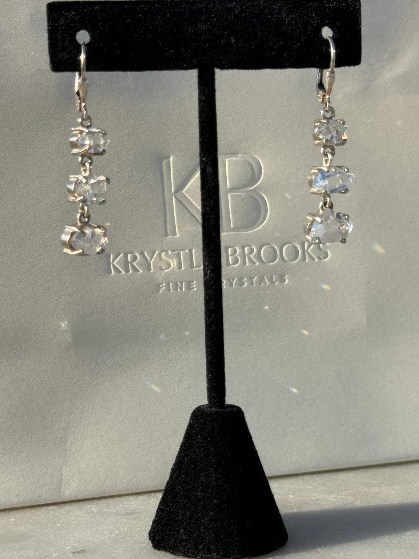 Herkimer Diamond 3-Tier Chandelier Leverback Earrings