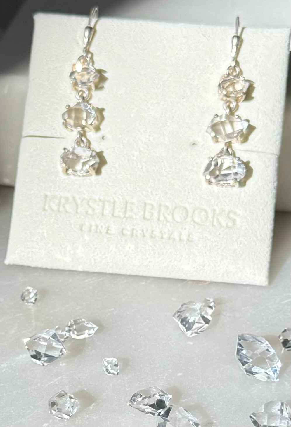 Herkimer Diamond 3-Tier Chandelier Leverback Earrings