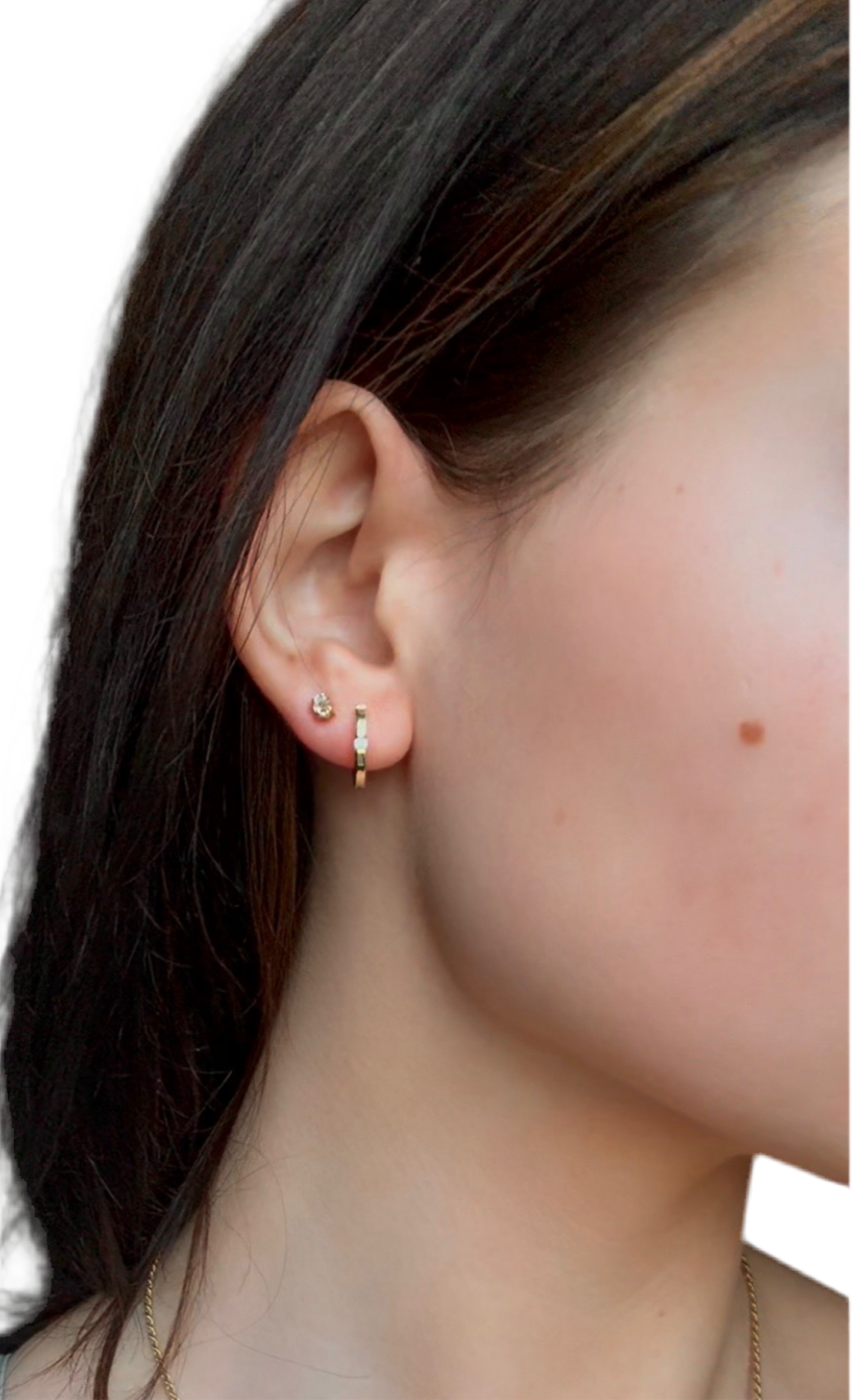 14kt Gold Tiny Herkimer Diamond Studs