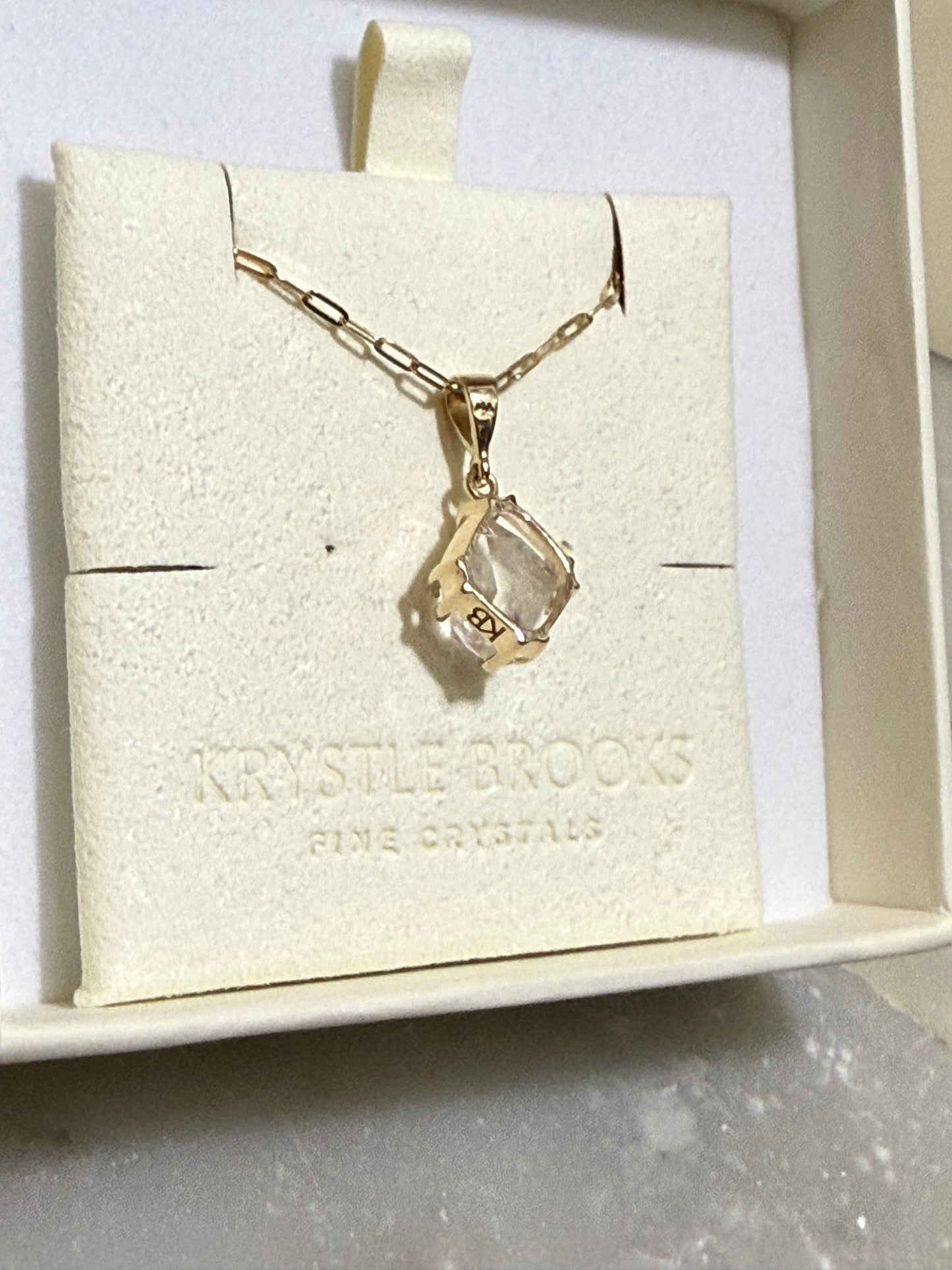 14kt Gold Herkimer Diamond Tabby Pendant Necklace