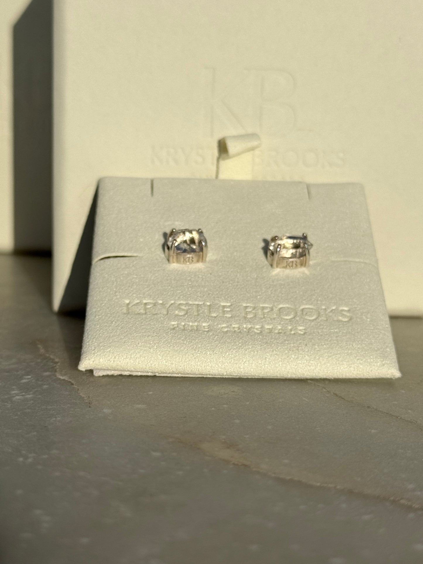 Large Herkimer Diamond Studs in Sterling Silver