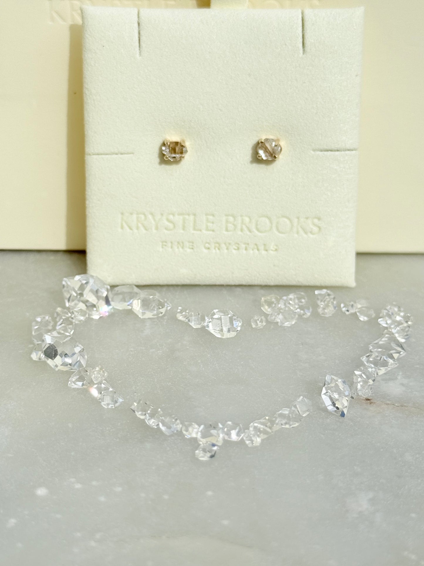 14kt Gold Herkimer Medium Diamond Studs