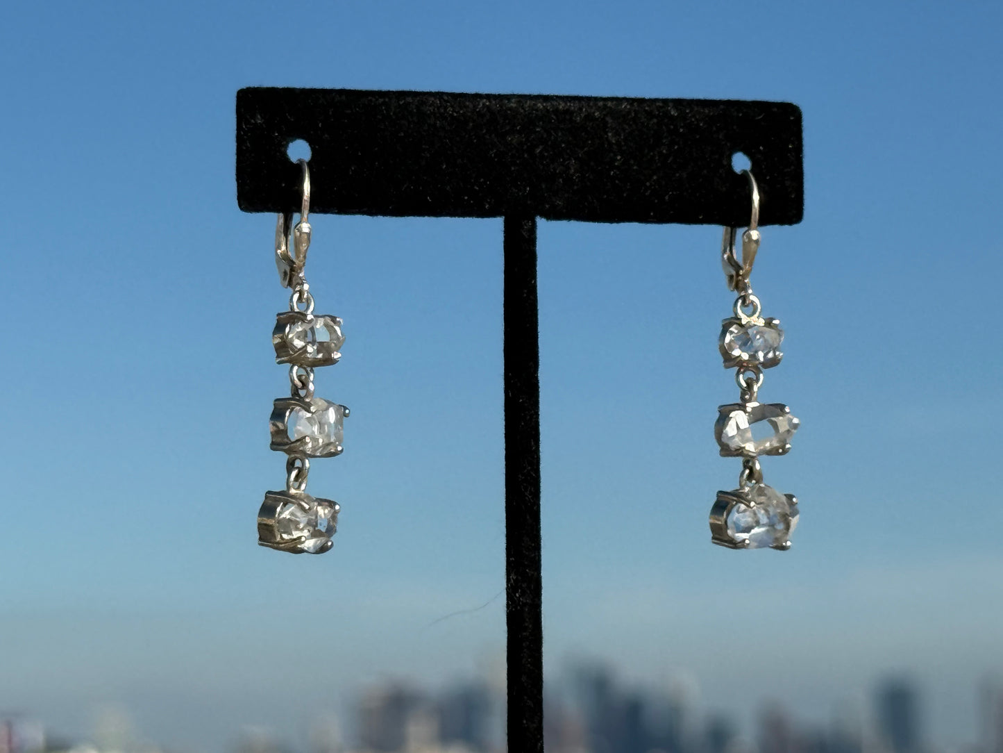 Herkimer Diamond 3-Tier Chandelier Leverback Earrings