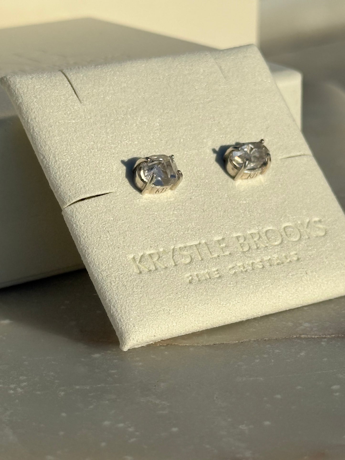 Large Herkimer Diamond Studs in Sterling Silver