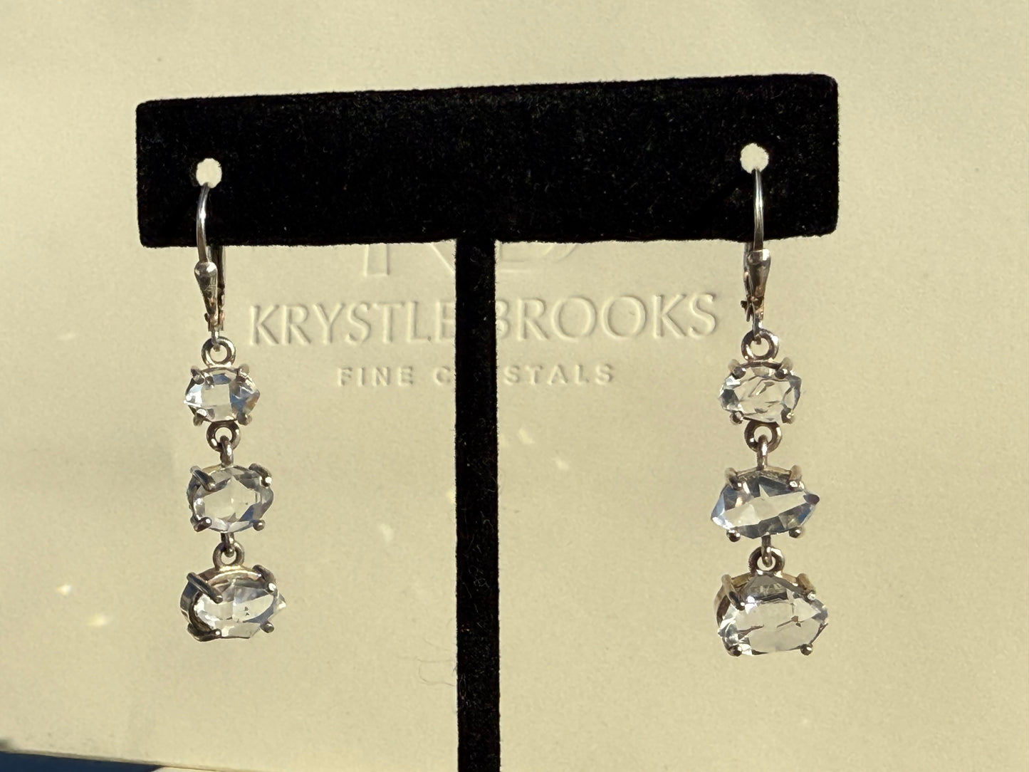 Herkimer Diamond 3-Tier Chandelier Leverback Earrings