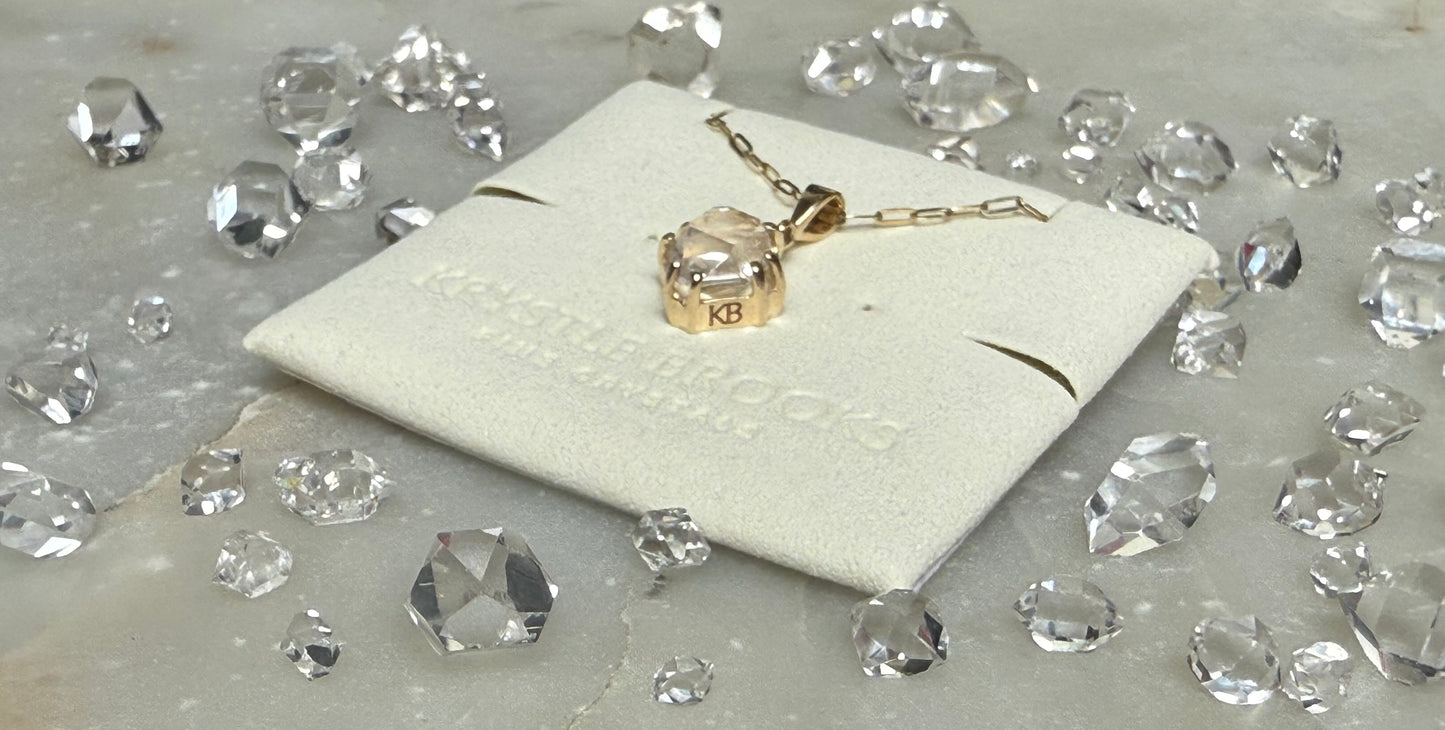 14kt Gold Herkimer Diamond Tabby Pendant Necklace