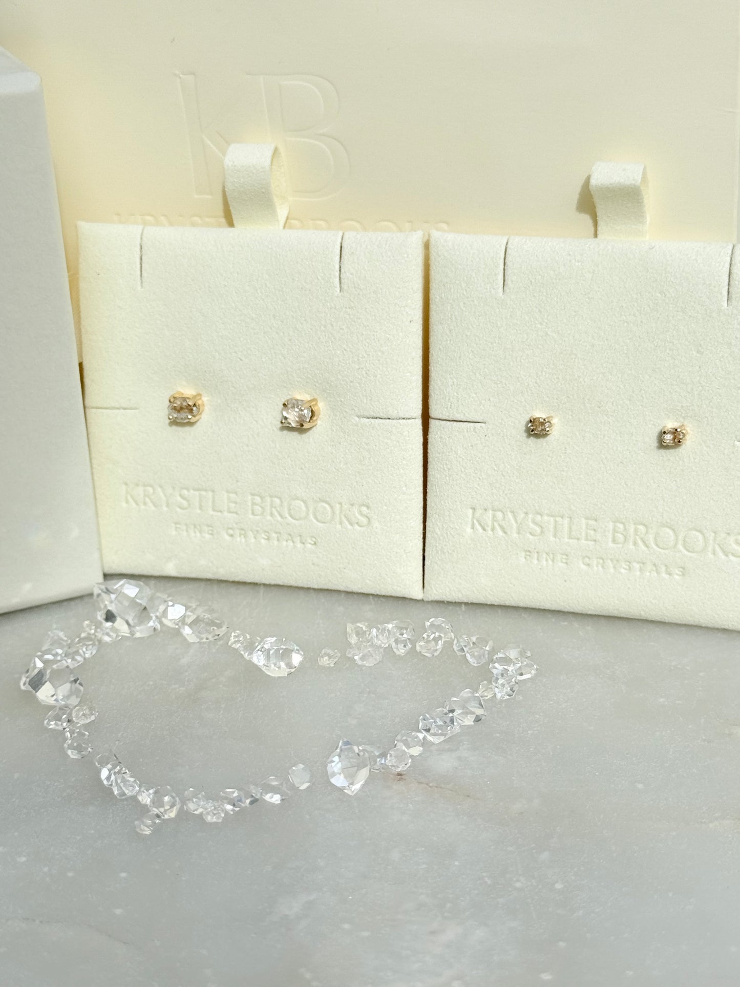 14kt Gold Herkimer Medium Diamond Studs