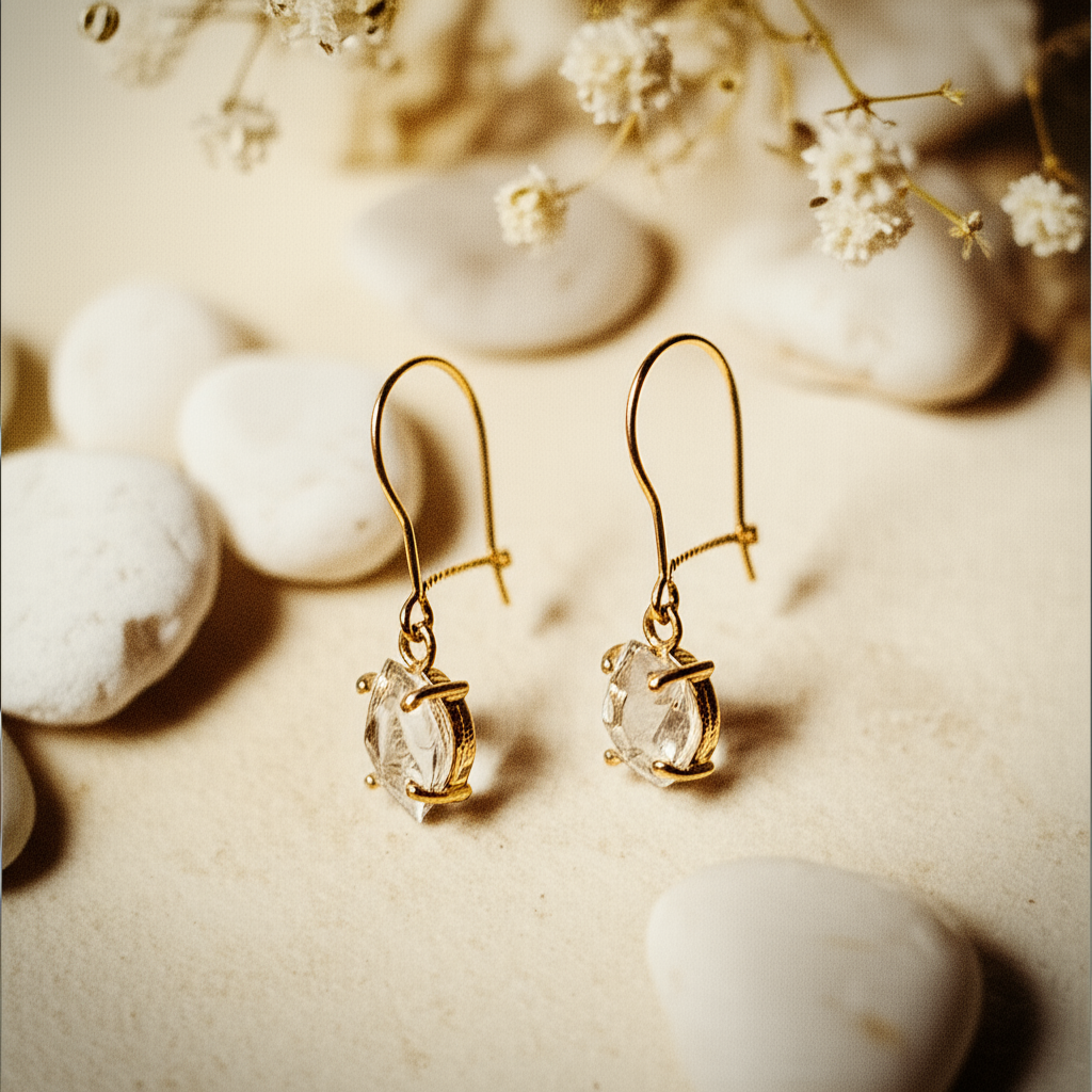 Drop Earrings 14K Gold Overlay