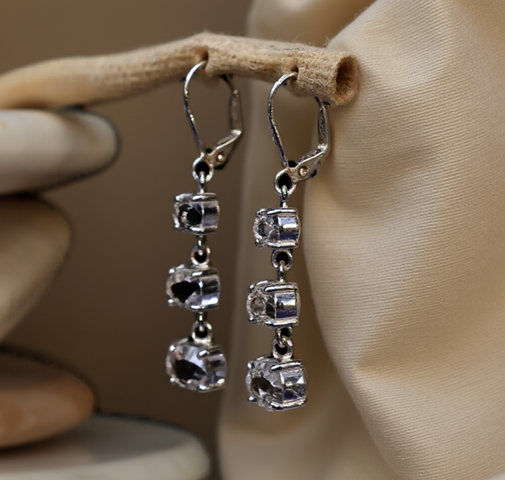 3-Tier Chandelier Leverback Earrings Silver