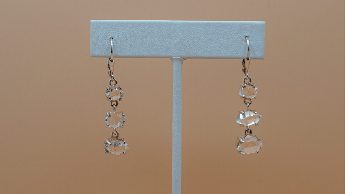 3-Tier Chandelier Leverback Earrings Silver