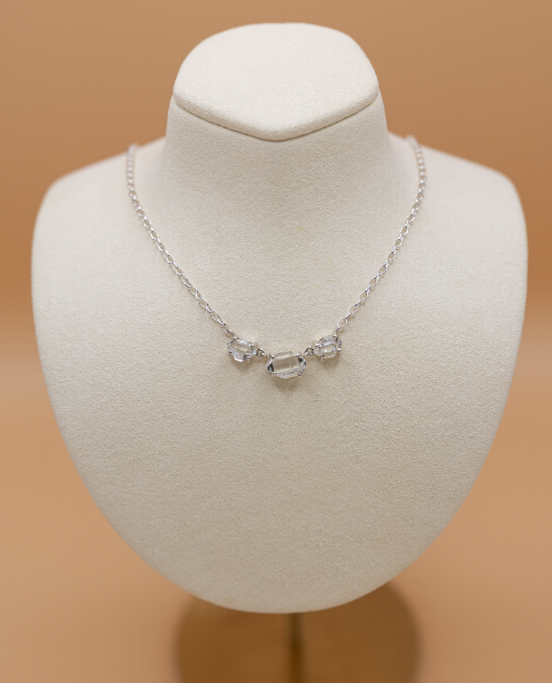 3 Stone Silver Necklace Secondary image