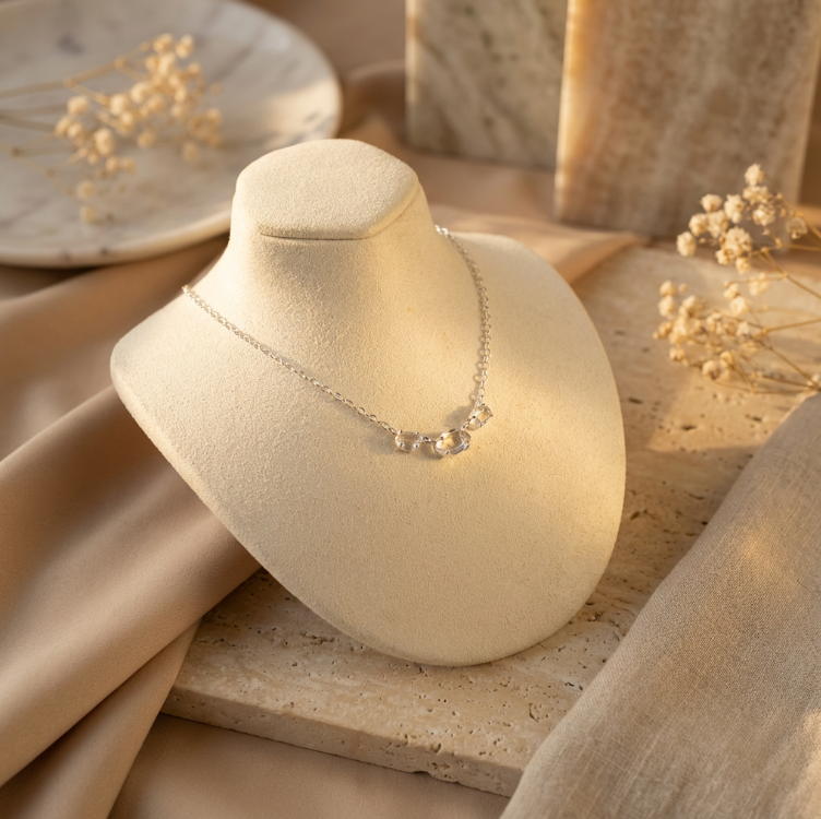 3 Stone Silver Necklace Main image