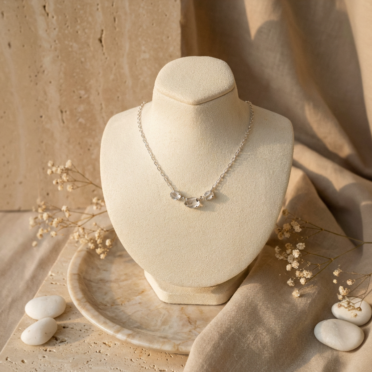 3 Stone Silver Necklace