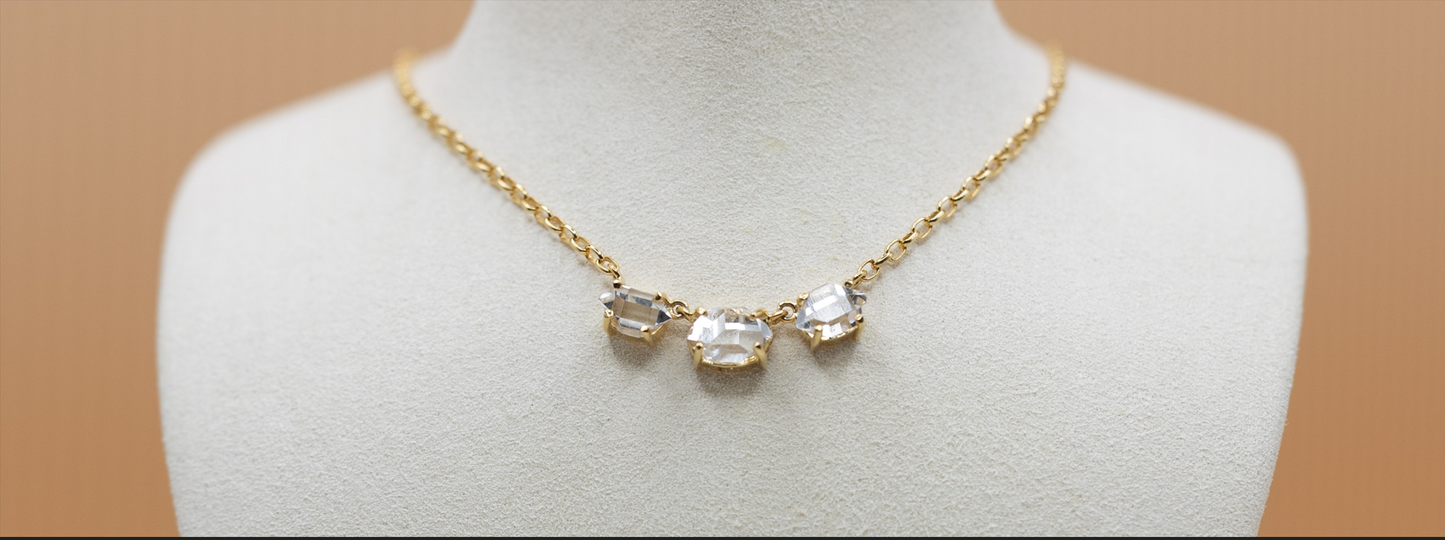 3 Stone Gold Overlay Necklace