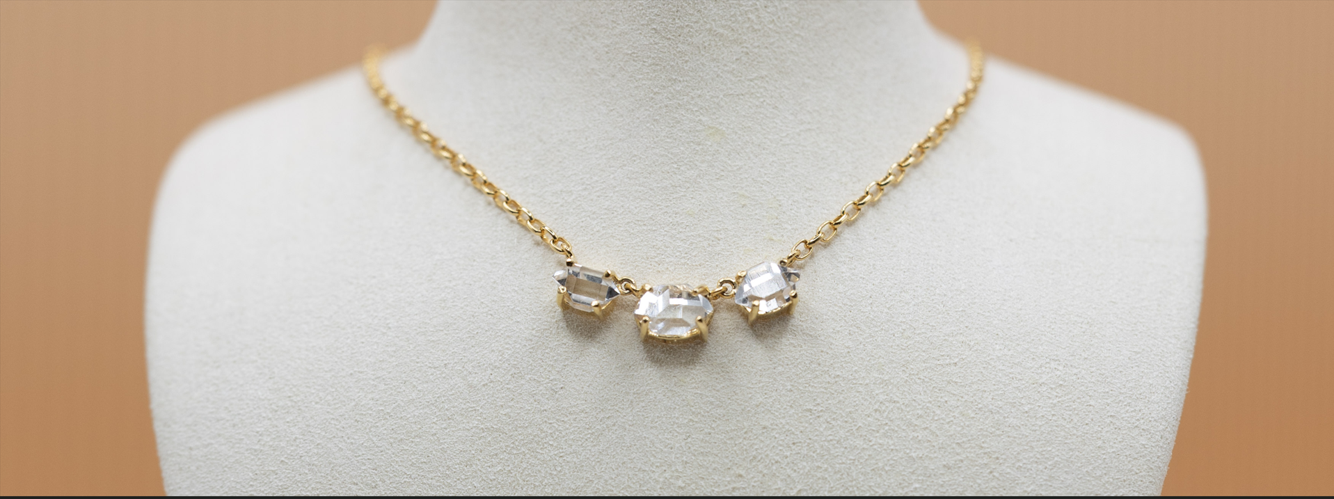 3 Stone 14K Gold Necklace