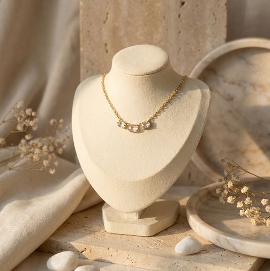 3 Stone 14K Gold Necklace