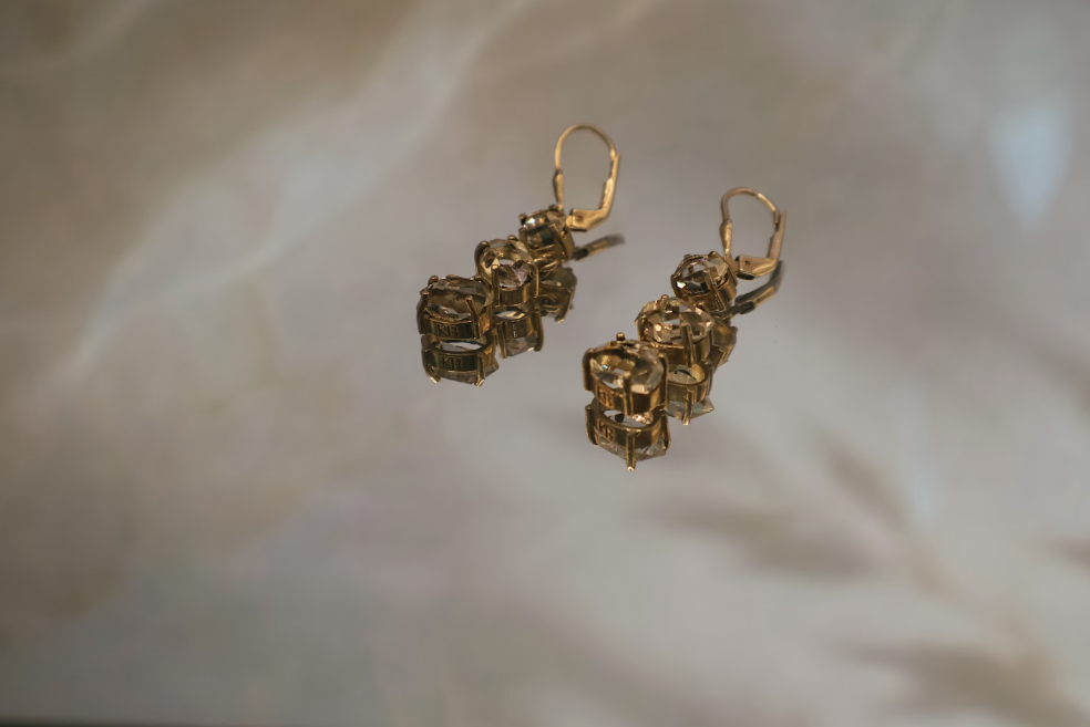 3-Tier Chandelier Leverback Earrings 14K Gold Main image