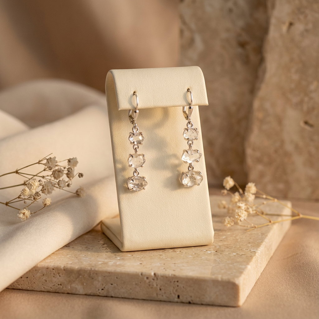 3-Tier Chandelier Leverback Earrings Silver
